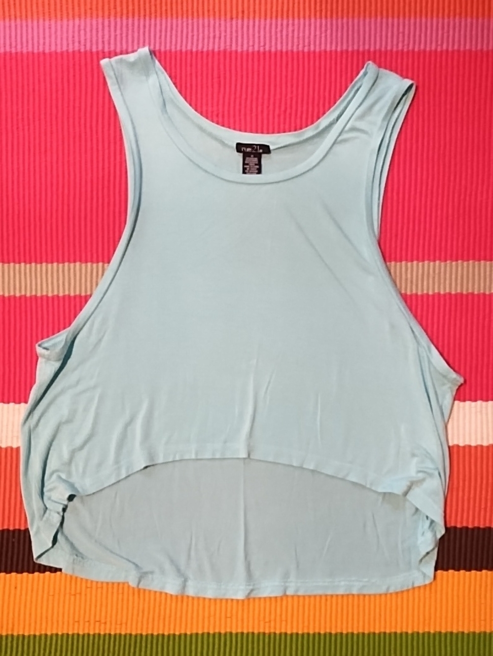 Rue21 Light Blue High-Low Scoop Tank Oversized Medium Good Condition.
